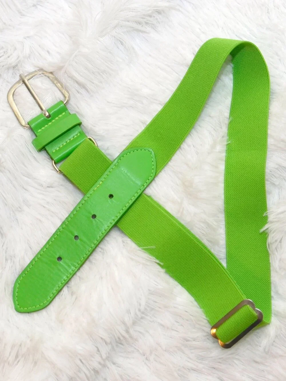 Vibrant Lime Green Elastic Baseball/Softball High Waist Retro Stretch Belt